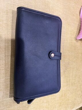 Sole Society Black Leather Zip & Snap Wallet